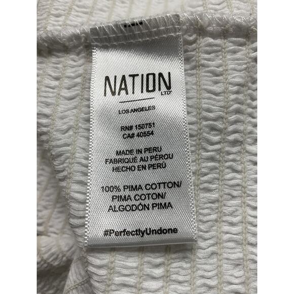 Nation Ltd Bunny Smocked White Long Sleeve Top Size M - Picture 5 of 5